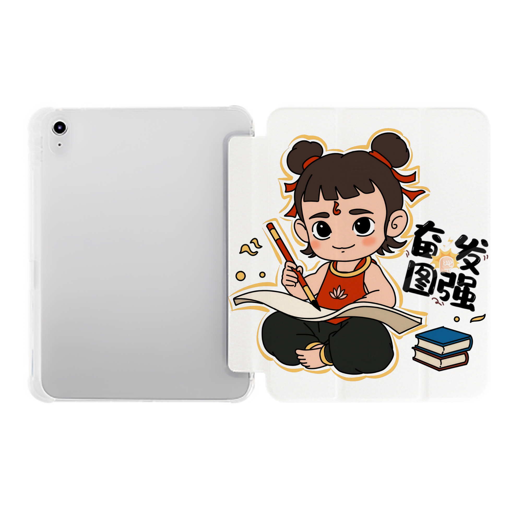 （画像用） Ne Zha 2 ナタ 魔童の大暴れ IPad ケース ペン収納付き 三つ折りスタンド PUレザー×シリコン 対応機種9.5/10.5/10.9インチ